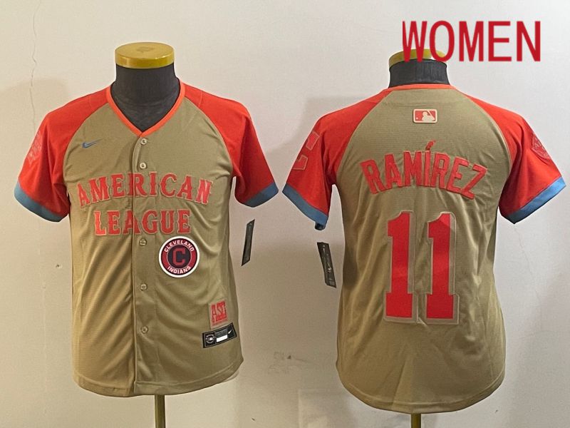 Women Cleveland Indians #11 Ramirez Orange All star 2024 Nike MLB Jersey style 1->youth mlb jersey->Youth Jersey